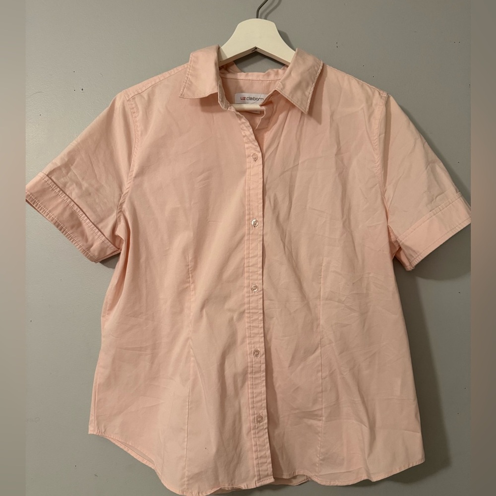 Pink Short Sleeve Button-Up Shirt